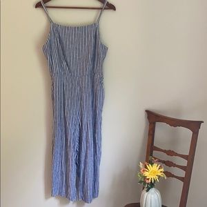 Old Navy Blue Striped Linen Pantsuit Sz L